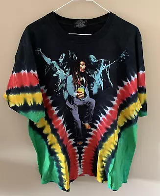 Vintage 2000 Zion Bob Marley Deadstock Tie Dye Mens T-shirt 1X USA Double Sided • $50