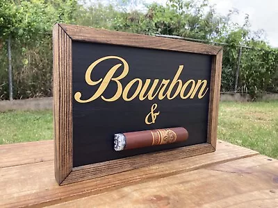 Cigar Bar Whiskey Bar Bourbon Saloon Wood Sign Raised Rustic Tavern Antique Look • $55