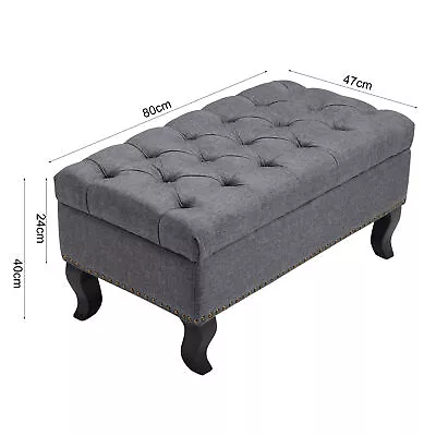 80cm Fabric Linen Padded Seat Stool Coffee Table Sofa Ottoman Footstool Bench • £66.95