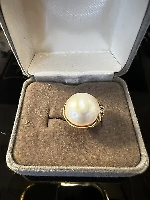 Mabe Pearl/Diamond 14 K Yellow Gold Ring Size 5 3/4 • $329