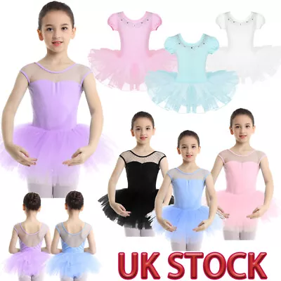 UK Girl Rhinestones Ballet Dance Tutu Dress Ballerina Leotard Dancewear Costumes • £3.82