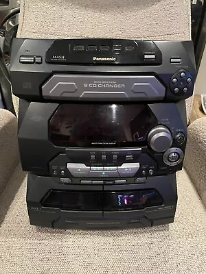 Vintige Panasonic Sa-ak17 Shelf Stero System 5 Disc Dual Cassette Am/fm Aux • $217.77