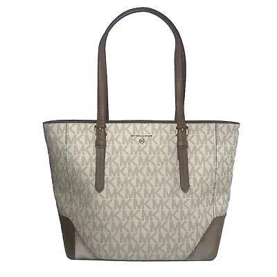 MICHAEL KORS Large Leather Tote Bag & Laptop Bag MK Vanilla Aria New W/ Tags! • $125