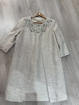 £145 • Buy Monsoon Beige Sequin Dress & Long Jacket Size 10 Wedding Outfit 