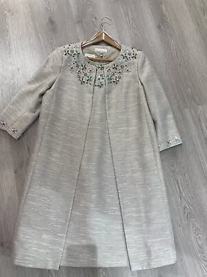 £145 • Buy Monsoon Beige Sequin Dress & Long Jacket Size 10 Wedding Outfit 
