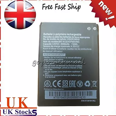 BAT-A12 New 2000mAh Battery For Acer Liquid Z520 & Liquid Z520 Dual SIM • £8.66