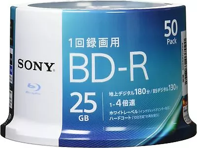 50 Sony Bluray Discs BDR DVD HD 4X Speed Inkjet Printable 25GB 50BNR1VJPP4 • £60.30