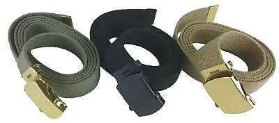 MILITARY WEB BELT Cotton Strap Fits All Up To 54  Waist Choice Of 12 Colors • $9.97