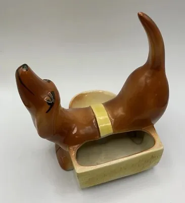 50's Dresser Caddie Pottery Art Dog Dachshund Ring Pipe Wallet Tobacco Holder • $10