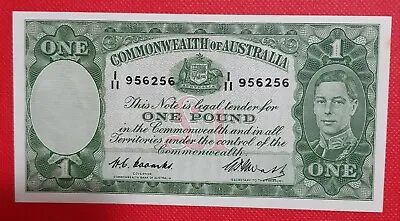 1949 AUSTRALIAN 1 POUND R31 AUnc COOMBS/WATT NOTE AS PHOTO  I/11 956256 • $250