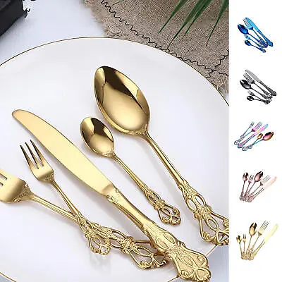 Stainless Steel Cutlery Set Elegant Party Polished Flatware Forks Spoons • £17.01