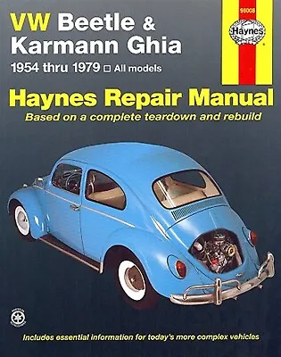 VW Beetle & Karmann Ghia Repair Manual 1954-1979 • $37.71