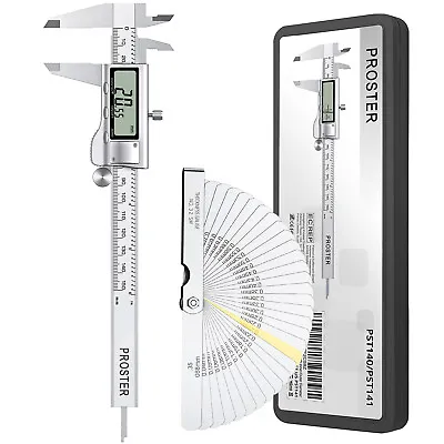 £19.85 • Buy 𝓟𝓻𝓸𝓼𝓽𝓮𝓻Digital Vernier Caliper Electronic Micrometer+Feeler Tool 6''Ruler