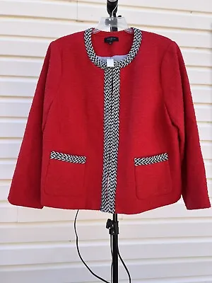 NWT Talbots Gorgeous Red Blues White Braided Trim Lined Blazer 20W • $59.99