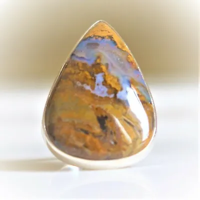 Moroccan Seam Agate Natural Gemstone 925 Sterling Silver Handmade Jewelry Ring  • $36.54