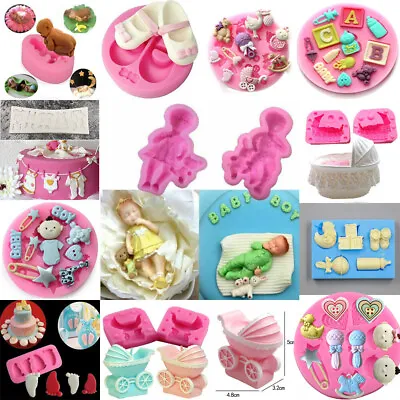 BABY Girl Boy Silicone Fondant Cake Topper Mold Chocolate Candy Baking 3D Mould • £2.99