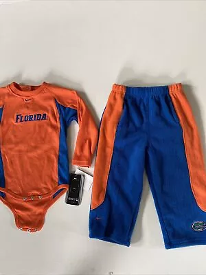 Nike U Of Florida Gators Baby 24 Month 2 Piece Set LS Snap & Fleece Pants NWT • $29.95