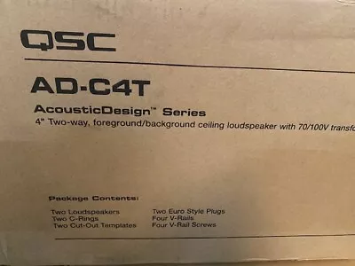 $158.10 • Buy QSC Acoustic Design AD-C4T 4  Two Way In-Ceiling Speakers, White - PAIR (NEW)
