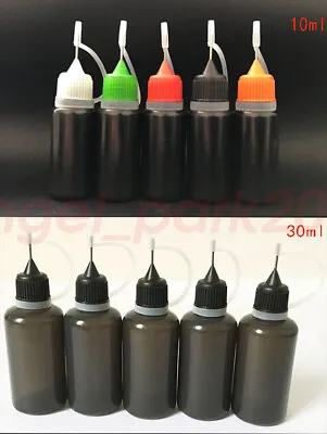 Wholesale 10ml 30ml Black Needle Tip Empty Plastic Dropper Bottles LDPE • $4.74
