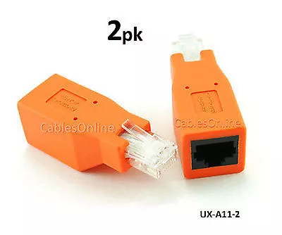 $12.99 • Buy 2-PACK Cat6 / Cat5e Ethernet RJ45 Male/Female CrossOver Adapter, UX-A11-2