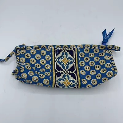 Vera Bradley Retired Riviera Blue Cosmetic/make Up Bag Zip Top Lined 9x4x2 • $10