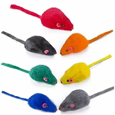 Kitten Cat Kitty Real Fur & Feather Toy Mice 1/Pk Select: Color • $2.99