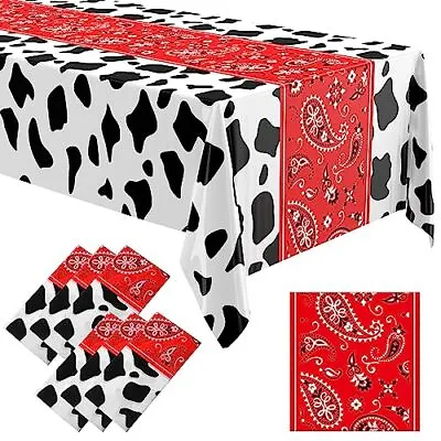 Oudain 6 Pcs 54 X 108 Inch Cow Print Table Cloths For Party Cow Print Tablecl... • £26.89