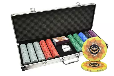 Mrc Poker 500pcs Laurel Crown Ceramic Poker Chips Set Aluminum Case • £226.58