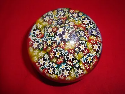 Vintage Murano Close Packed Millefiori With Flowers Art Glass Paperweight • $35