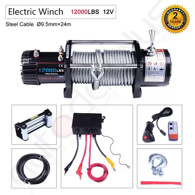 12000LBS Electric Winch 12V Steel Cable Off-Road For Jeep Truck Trailer 4WD • $259.99