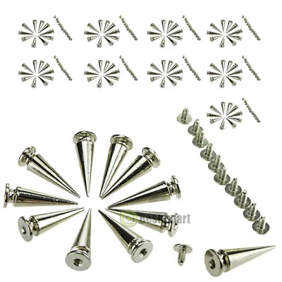 $6.99 • Buy 200pc 26mm Silver Spots Cone Screw Metal Studs Leather Craft Rivet Bullet Spikes