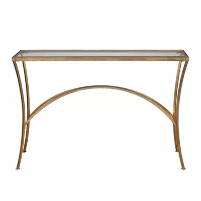 Uttermost 24640 Alayna Gold Leaf Console Table Beveled Glass Top Modern • $583