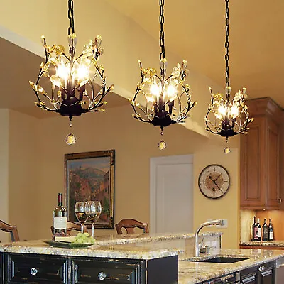 Modern Crystal Chandelier Hanging Lamp Pendant Ceiling Light Dining Room Fixture • $50.76
