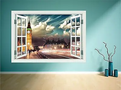 London Big Ben Abstract  Landscape Window Wall Art Sticker Decal Transfer BW2 • £4.99