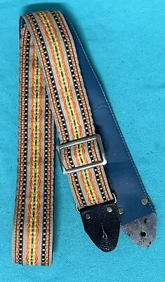 Vtg Ventura ACE Style Rare Orange Flame Pattern Woven Guitar Strap Made In USA • $99.99