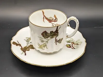 A.Lanternier Limoges France Antique Demitasse Cup & Saucer  Rare 1891-1914 • $59