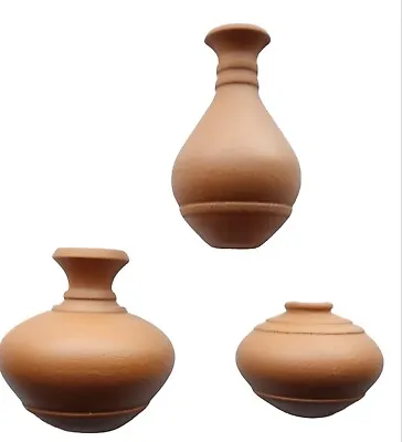 Vintage Set Of 3 Hanging Terra Cotta Clay Pots • $19.95