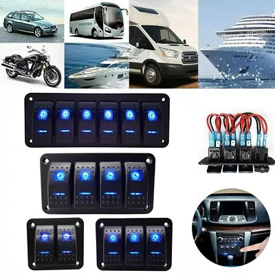 Caravans Car RV LED Rocker Switch Panel 12V/24V 2 3 4 6 Gang Circuit Breaker • $45.05