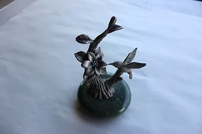 George Good Hummingbird Figure On Branch  Vtg Pewter  Marble Base 3.5  Tall 80s • $15.99