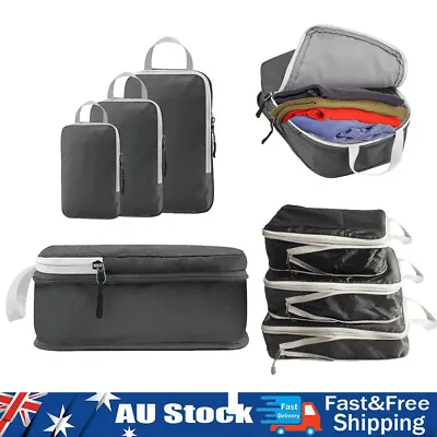 $28.11 • Buy 3Pcs Packing Cubes Set Travel Luggage Packing Travel Compression Suitcase Bags