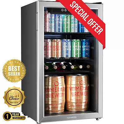 HOmeLabs Beverage Refrigerator And Cooler - 120 Can Mini Fridge With Glass Door • $335.99