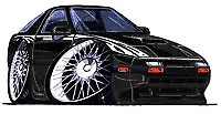 1986-1991 RX-7 Black Cartoon T-shirt Turbo II 2 Mazda Rx7 Rotary In Sizes S-3XL • $20.42