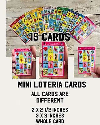 15 Mini Loteria Mexican Bingo Game Boards Cards Inches 15  Cartas De Lotería • $15