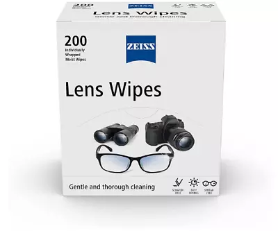 £15.42 • Buy ZEISS Optical Lens Cleaning Wipes For Glasses Camera Screens Laptop Pack Of 200