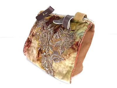 Matthew Williamson Bag Floral Embroidered Velvet Leather Straps Crossbody • £29.99