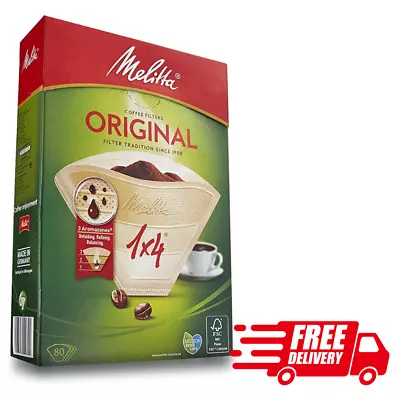 Melitta 6658076 Pack Original Size 1x4 80 Filter Coffee Makers Brown Paper • £3.98