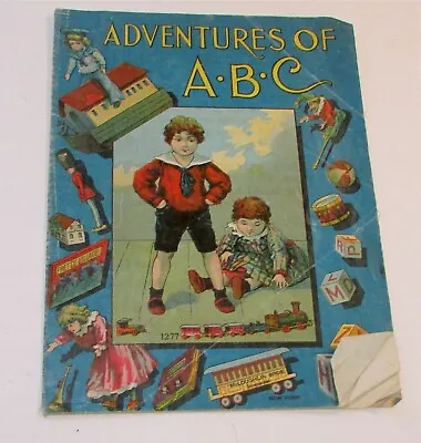 Antique McLoughlin Brothers Cloth Linen Adventures Of ABC Train Blocks Toys  • $20