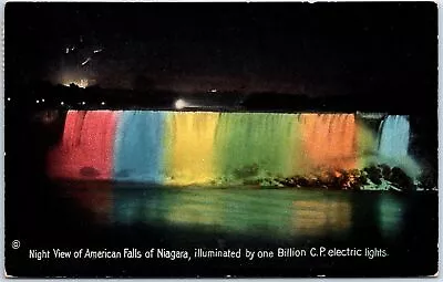 Vintage Postcard Illuminated American Falls Niagara Falls New York Mailed 1927 • $5.99