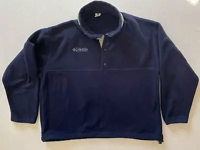 Vintage Columbia Mens Pullover Sz L 1/4 Snap Fleece Blue MADE IN USA • $26.95