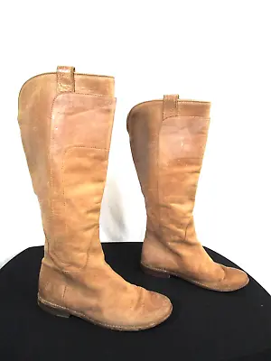Frye 77534 Paige Tan Brown Leather Tall Knee Hight Riding Boots Women Sz 5.5 B • $34.99